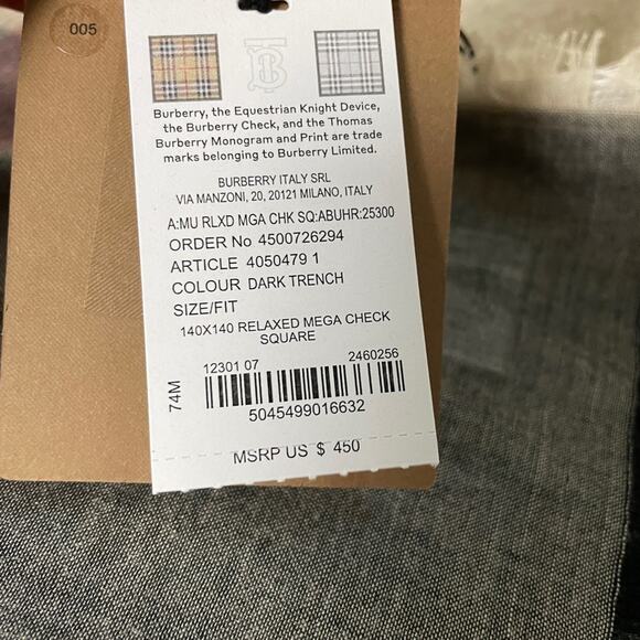 Burberry Plaid Patterned Scarf - Gray and Pink - Picture 4 of 9